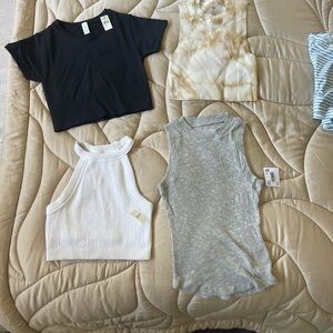 Black and White Casual Tank Tops Lightweight Knit